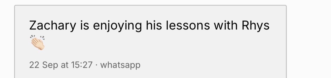 Parent feedback about sessions with Rhys